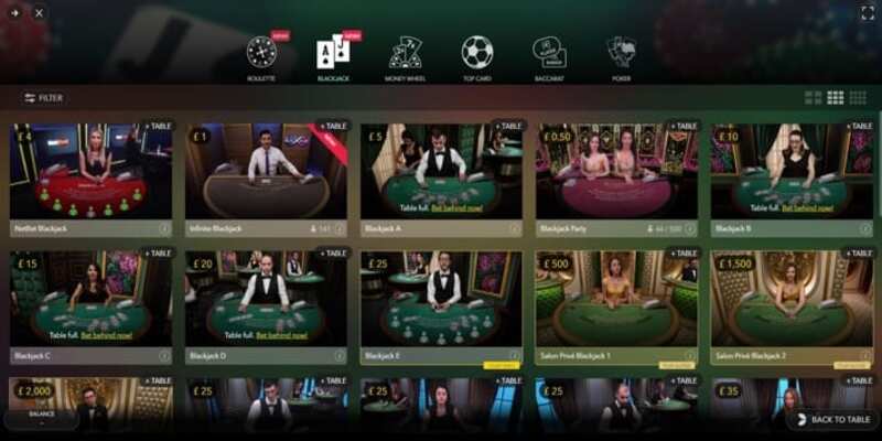Evolution Gaming Lobby Interface